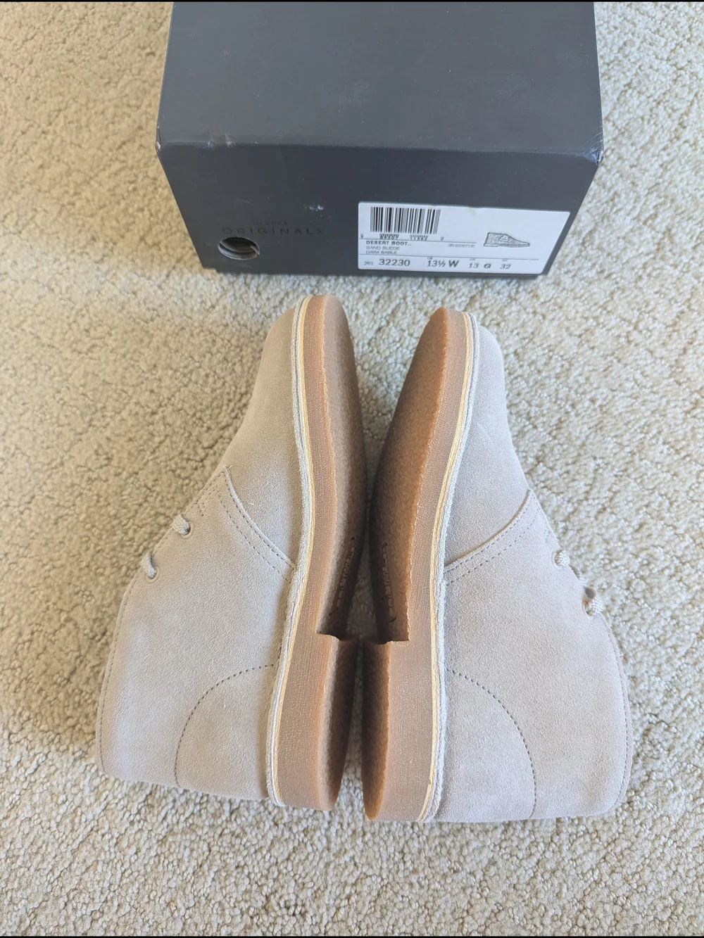 Clarks Originals DESERT BOOT Boy 13.5 Sand Suede Leather Chukka Boots Preppy NEW